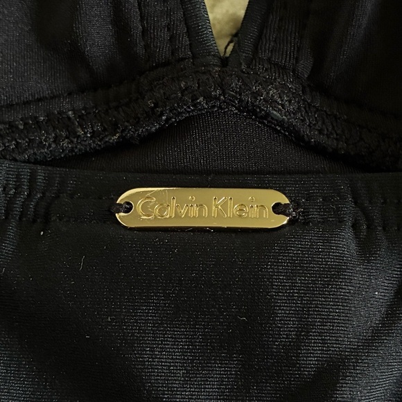 Calvin Klein Women’s Black Swimsuit Pleated Side Panels Halter Top Style; Size 4 - Picture 3 of 8